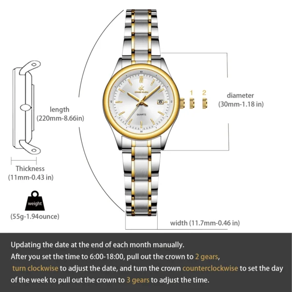 ERNIE KLEIN Women’s Luxury Gold Stainless Steel Watch - Image 6