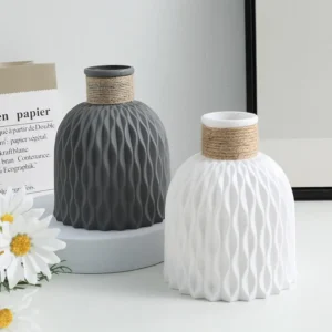 Plastic Rope Vase – Imitation Porcelain Flower Pot Décor