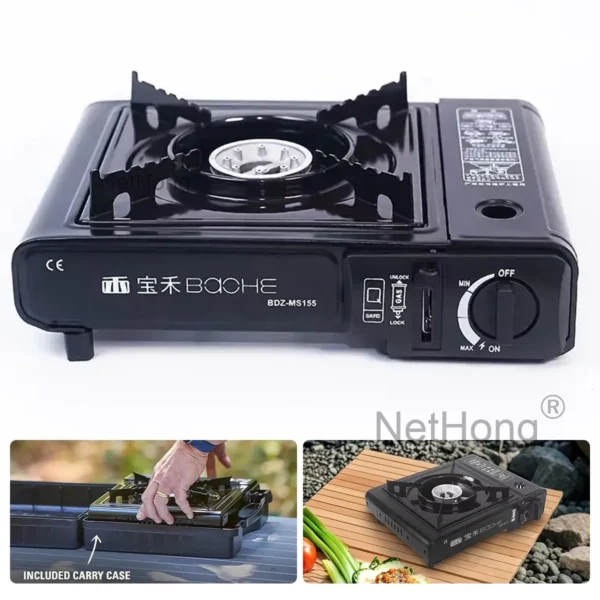 NetHong Portable Single Burner Gas Stove for Outdoor BBQ & Camping