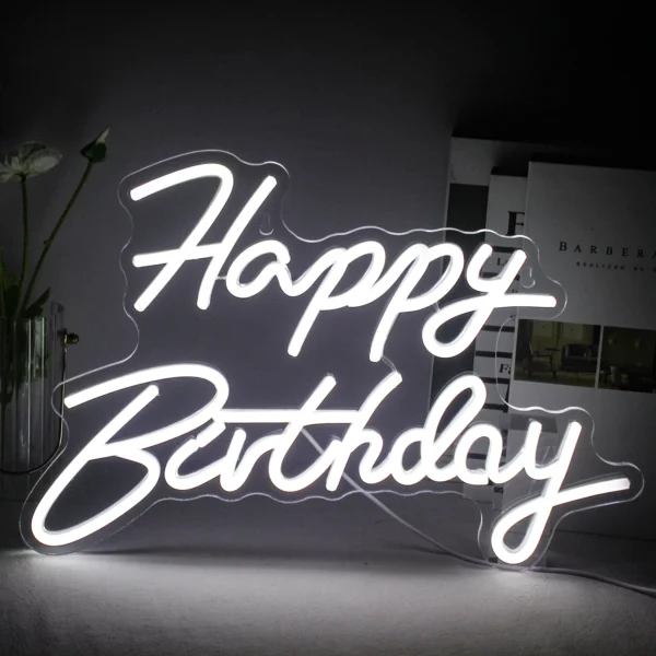 Dimmable Happy Birthday LED Neon Wall Light - Image 9