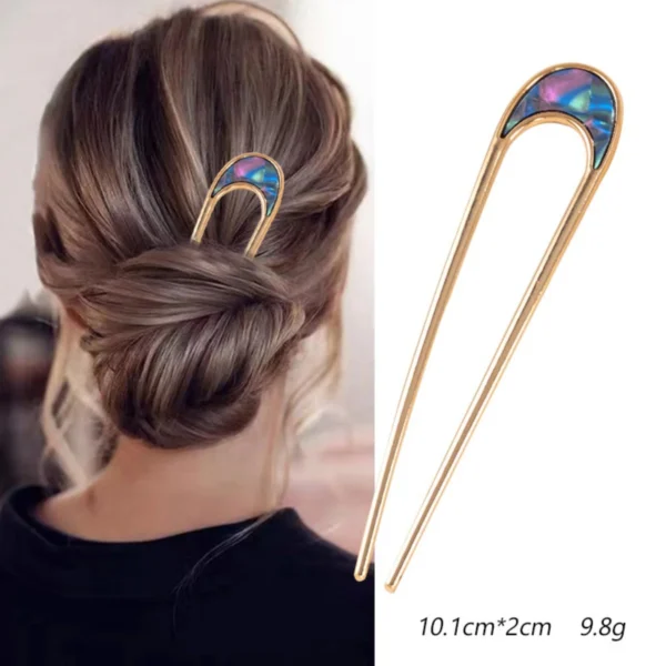 Shell Metal U-Shaped Hairpins for Women – Fashion - Image 9