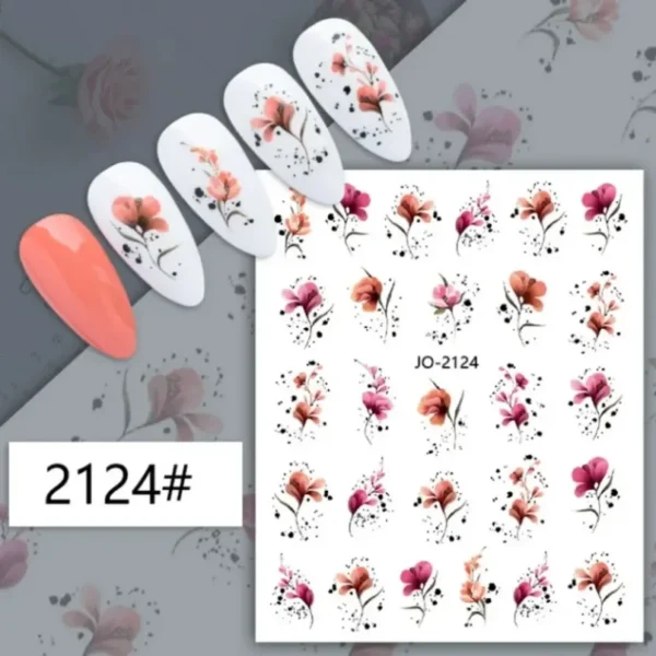 3D Nail Art Stickers White Daisy Floral & Fruit Decals - Image 53