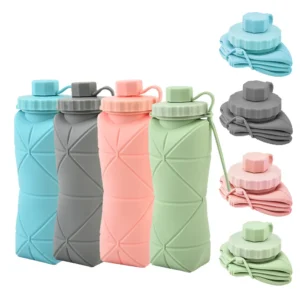 600ml Silicone Folding Water Bottle – Portable & Reusable