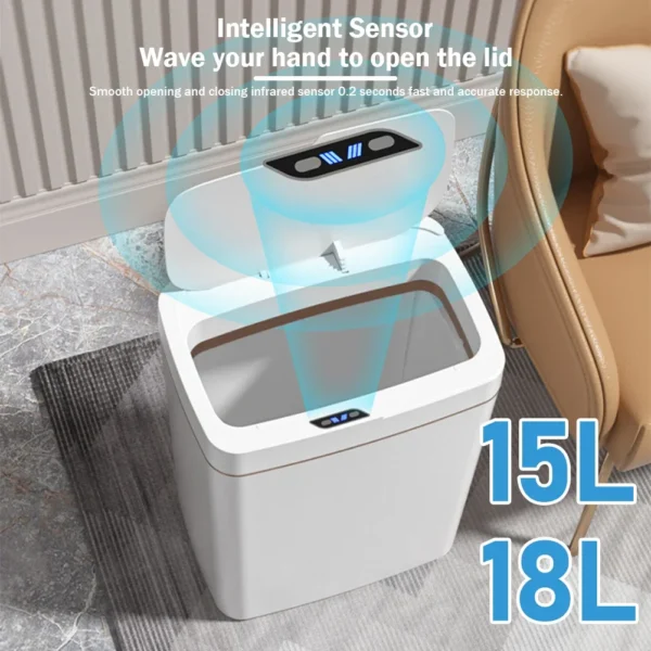 Smart 15/18L Touchless Sensor Bin for Kitchen & Bathroom - Image 5