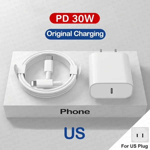 30W Apple Fast Charger with USB-C to Lightning Cable - Image 13