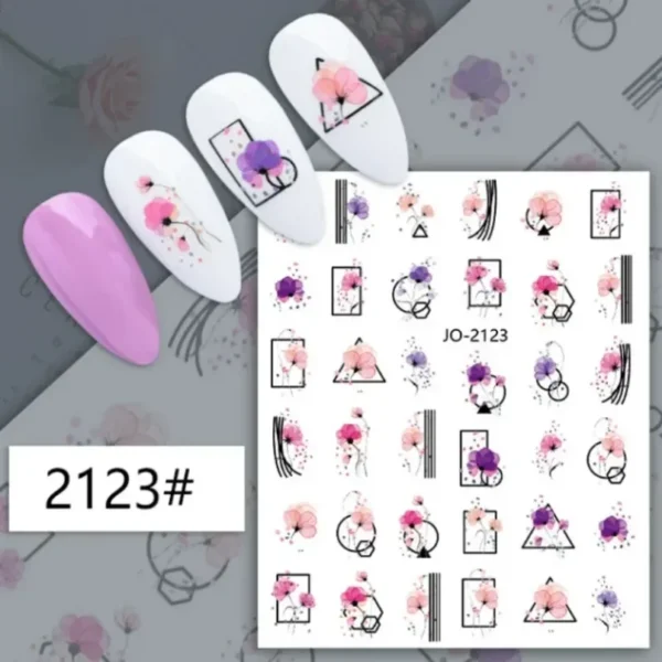 3D Nail Art Stickers White Daisy Floral & Fruit Decals - Image 54