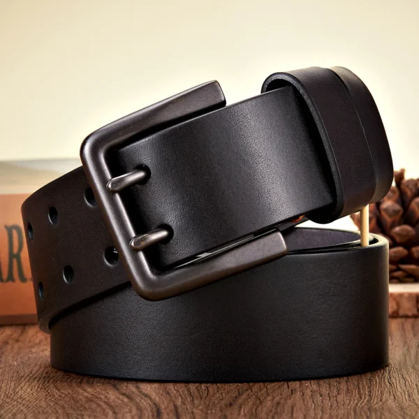 GFOHUO Men’s Genuine Leather Belt – Double Pin Buckle - Image 2