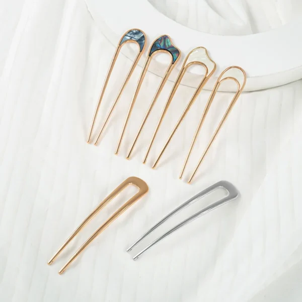 Shell Metal U-Shaped Hairpins for Women – Fashion - Image 6