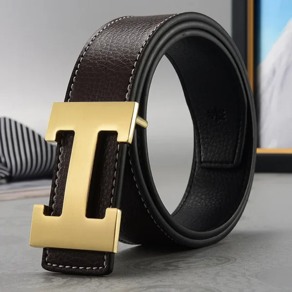 Men’s Elegant Multi-Colour Belt with Golden H Buckle - Image 7
