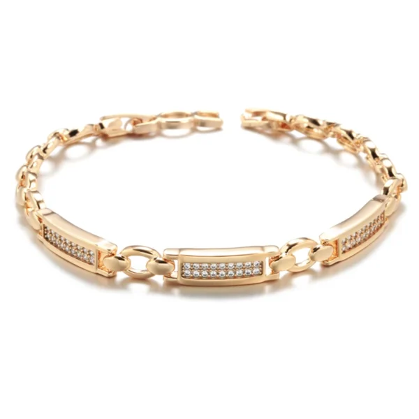 Kinel Rose Gold Zircon Square Link Bracelet Women - Image 8