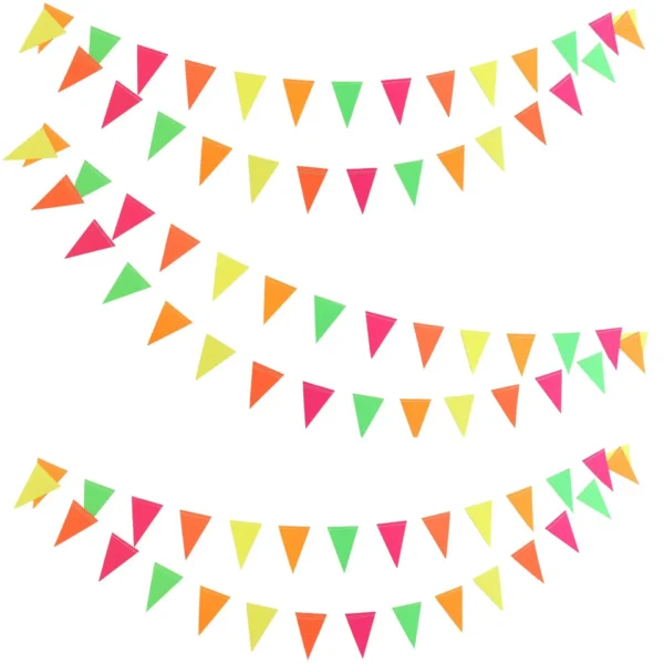 5-Color Neon Glow Paper Flag Banner for Party Decor - Image 2