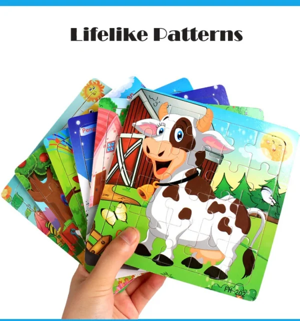 20-Piece Wooden 3D Animal & Vehicle Jigsaw Puzzle - Image 35