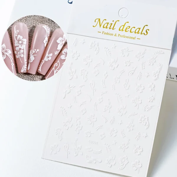 Hibiscus Flower Nail Stickers – 3D Self-Adhesive Decals - Image 27