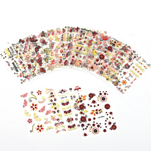 30 Sheets 3D Nail Stickers Flowers & Butterfly Designs - Image 18