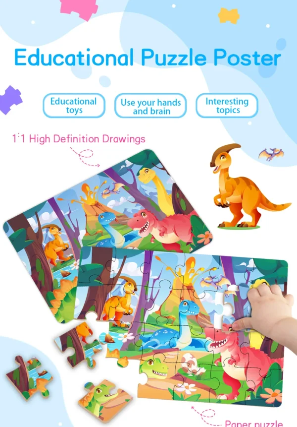Kids Cartoon Animal Jigsaw Puzzle Montessori Toy - Image 25