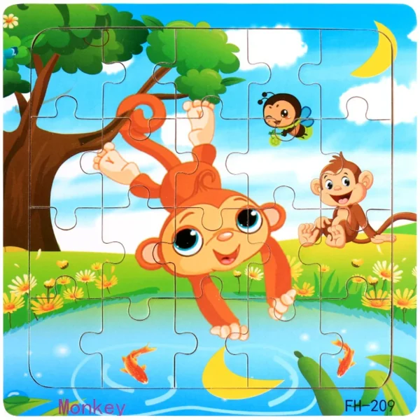 20-Piece Wooden 3D Animal & Vehicle Jigsaw Puzzle - Image 25