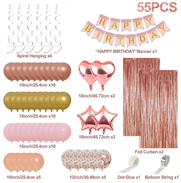 Rose Pink & Gold Birthday Balloon Garland Set - Image 14