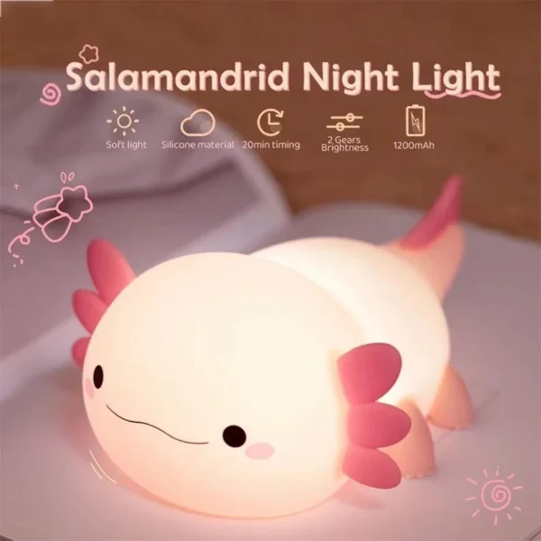 Axolotl Silicone Night Light – USB Rechargeable
