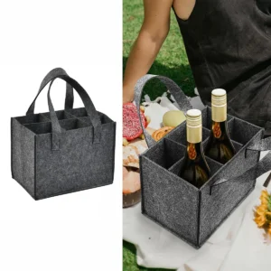 Reusable 6-Bottle Felt Carrier Bag for Drinks