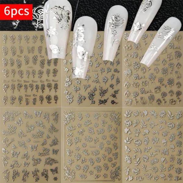 Hibiscus Flower Nail Stickers – 3D Self-Adhesive Decals - Image 7