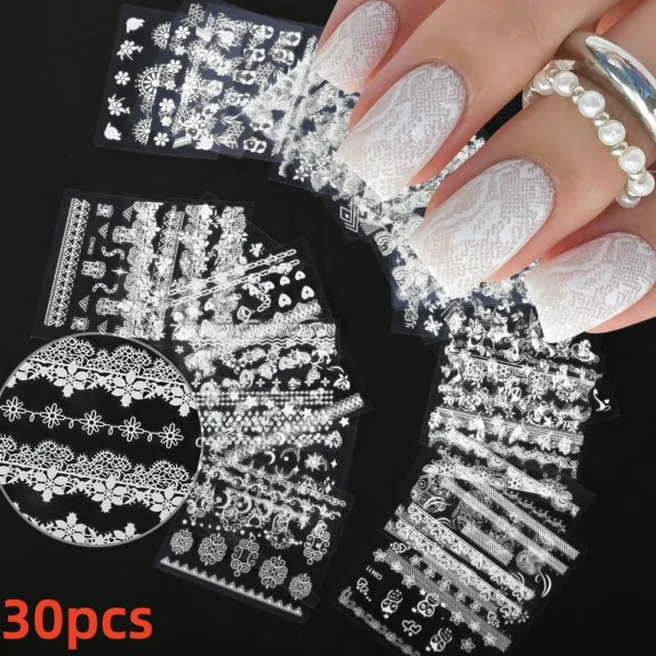 30 Sheets 3D Nail Stickers Flowers & Butterfly Designs - Image 8