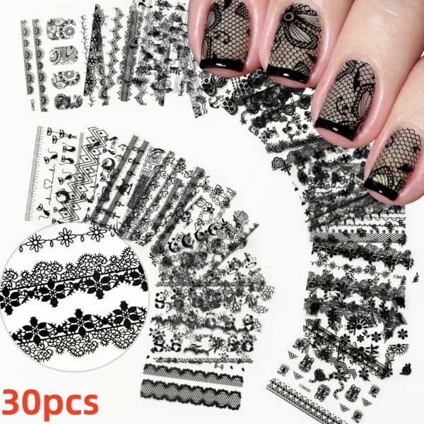 30 Sheets 3D Nail Stickers Flowers & Butterfly Designs - Image 7