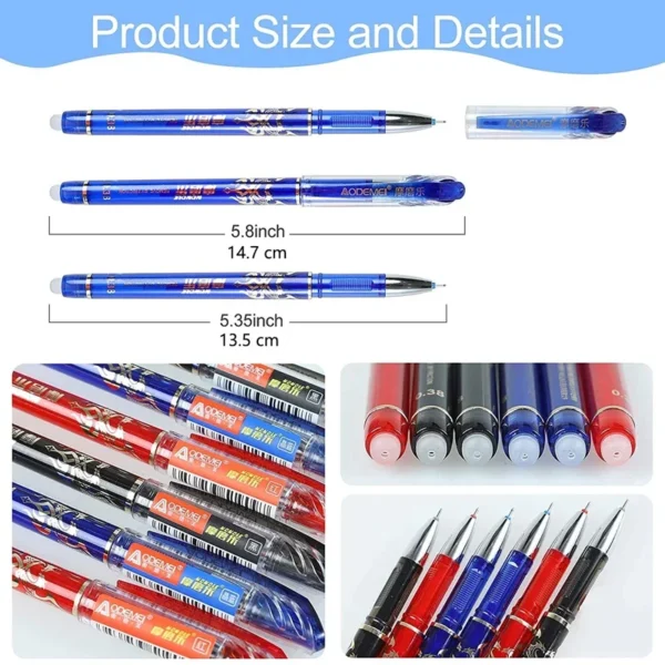 3 Erasable Gel Pens with 20 Refills & Reusable Erasers - Image 3