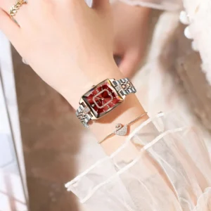 POEDAGAR Women’s Rectangle Stainless Steel Quartz Watch
