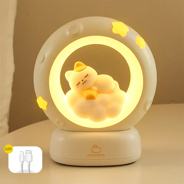 Cute Animal Moon Night Light – USB Rechargeable Lamp - Image 2