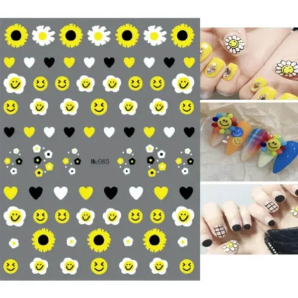 3D Nail Art Stickers White Daisy Floral & Fruit Decals - Image 30