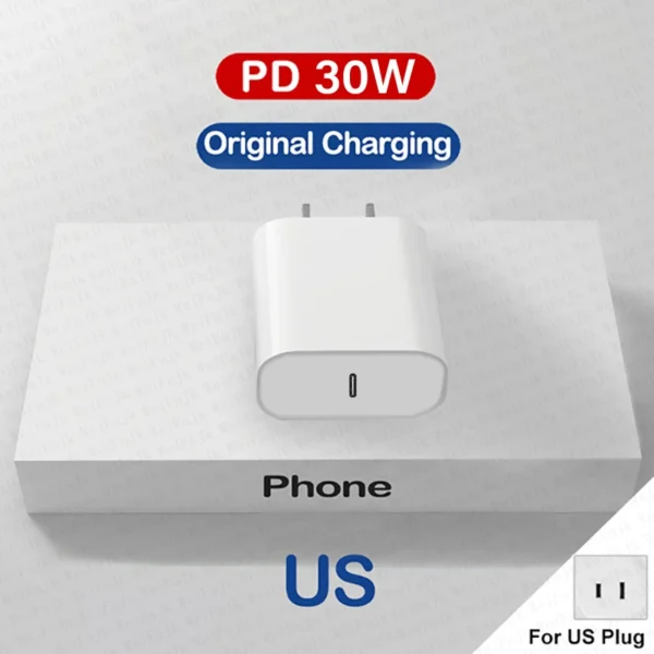 30W Apple Fast Charger with USB-C to Lightning Cable - Image 11