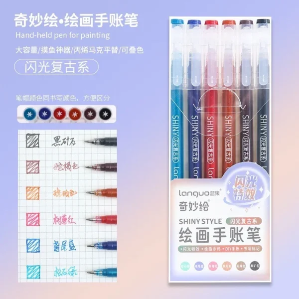 Set of 6 Morandi Gel Pens for Drawing & DIY Projects - Image 31