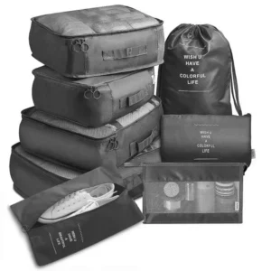 7-Piece Travel Bag Organizer Set for Clothes, Shoes & More