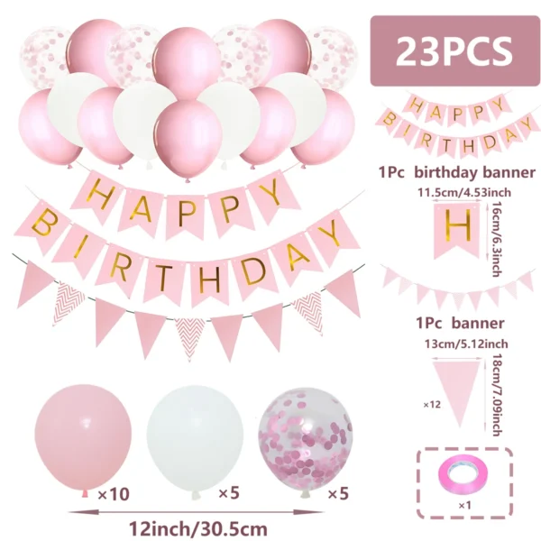 Rose Pink & Gold Birthday Balloon Garland Set - Image 20