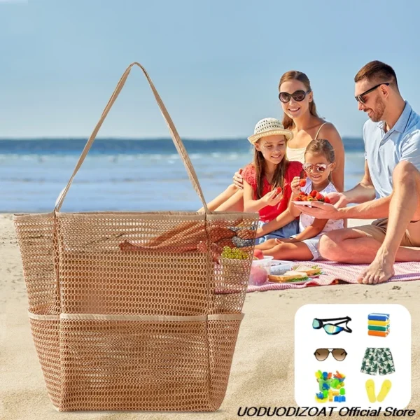 Large Waterproof Striped Beach Tote Bag – Summer 2025 - Image 4