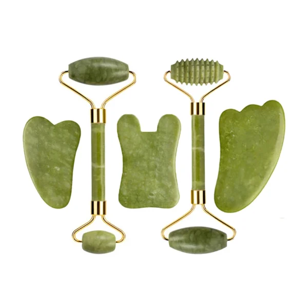 Natural Jade Roller & Gua Sha Massage Set