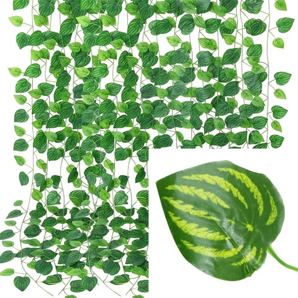 Artificial Green Ivy Leaf Hanging Vine Garland 30PCS - Image 8