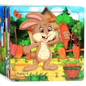 20-Piece Wooden 3D Animal & Vehicle Jigsaw Puzzle