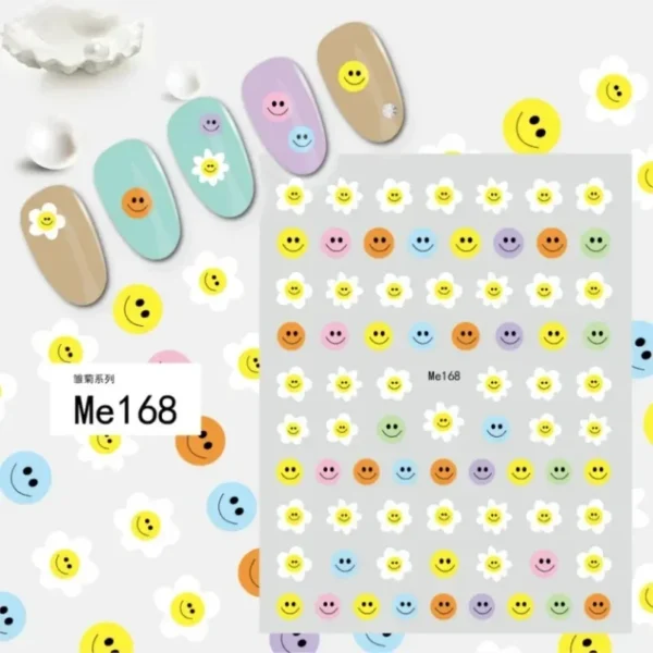 3D Nail Art Stickers White Daisy Floral & Fruit Decals - Image 17