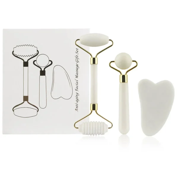 3-in-1 Jade Roller & Gua Sha Facial Massage Set - Image 10