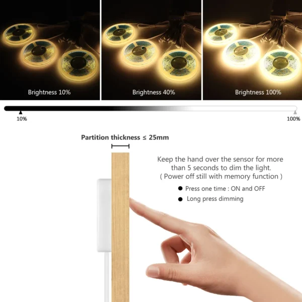 Rybakov COB LED Strip Touch Light 320 LEDs/m – Warm/Neutral - Image 3