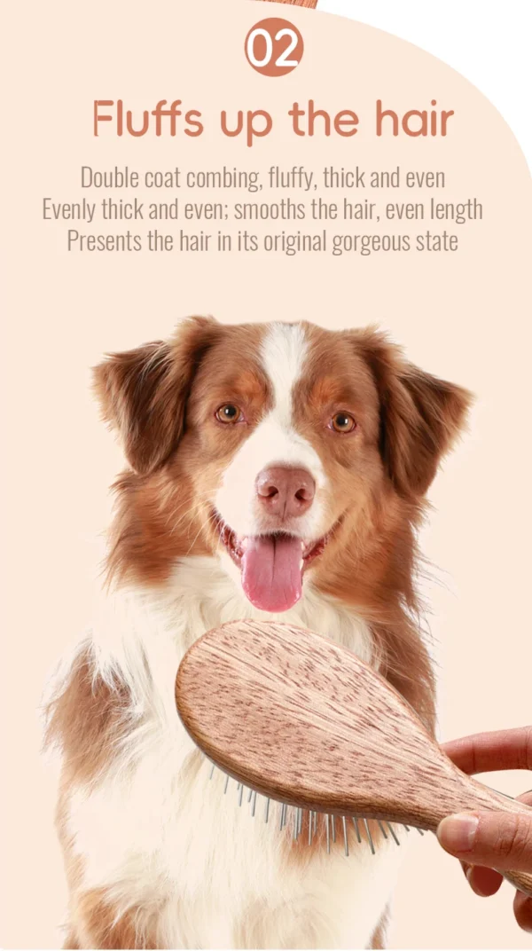 Fenice Solid Wood Pet Comb – Cat & Dog Hair Remover Brush - Image 12