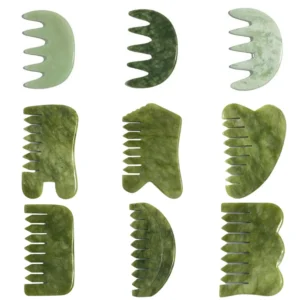 Natural Jade Gua Sha Comb Massager for Face & Body