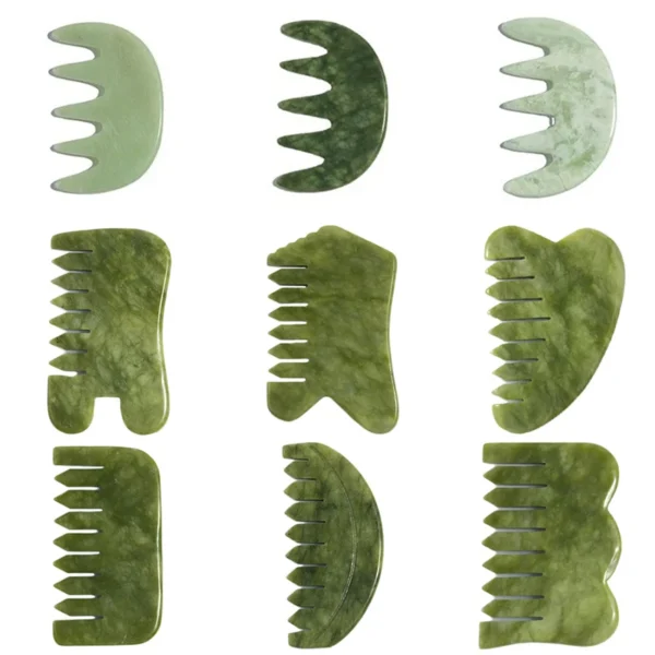 Natural Jade Gua Sha Comb Massager for Face & Body