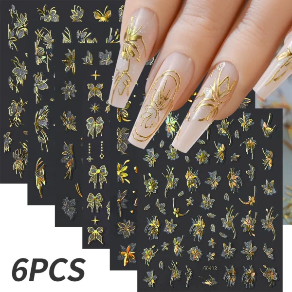 Hibiscus Flower Nail Stickers – 3D Self-Adhesive Decals - Image 16