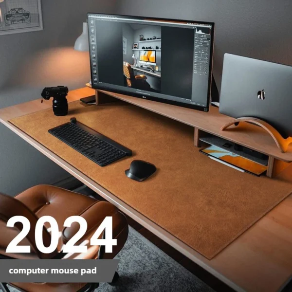 Retro Leather Mouse Pad – Large Waterproof Desk Mat - Image 3