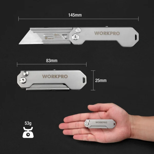 WORKPRO Folding Pocket Utility Knife – Stainless Steel, Quick Change - Image 2