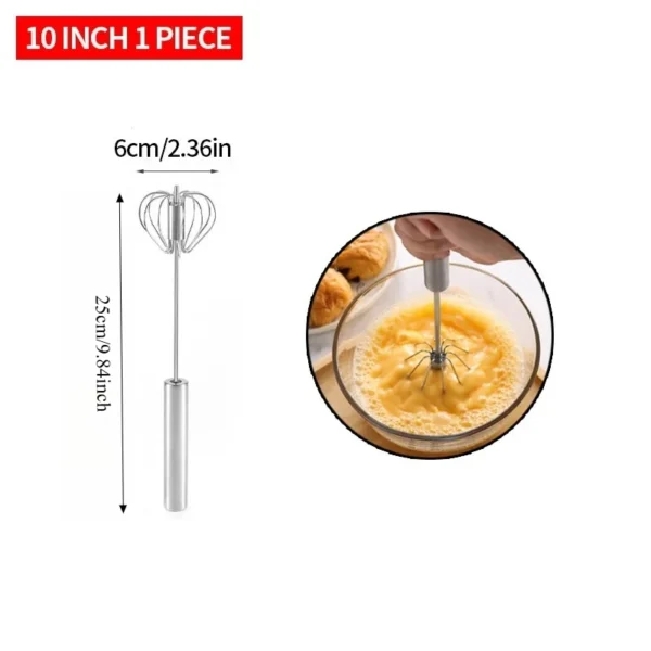 Stainless Steel Press Handle Egg Beater Mixer - Image 7