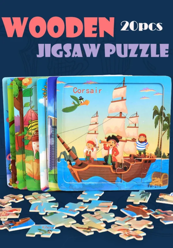 20-Piece Wooden 3D Animal & Vehicle Jigsaw Puzzle - Image 32
