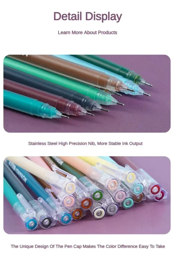 Set of 6 Morandi Gel Pens for Drawing & DIY Projects - Image 58